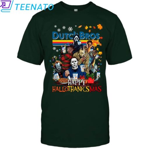 Dutch Bros Happy HalloThanksmas Horror Shirt - Image 3