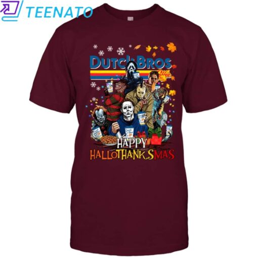 Dutch Bros Happy HalloThanksmas Horror Shirt - Image 4