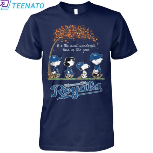 Kansas City Royals Peanuts Charlie Brown Snoopy Fall Shirt - Image 3