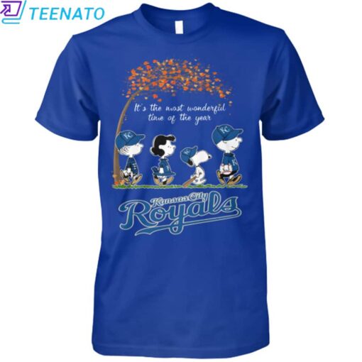 Kansas City Royals Peanuts Charlie Brown Snoopy Fall Shirt - Image 5