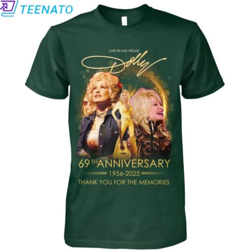 Live in Las Vegas Dolly Parton 69th anniversary 1956 2025 thank you for the memories shirt - Image 3