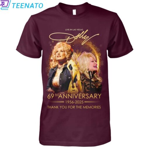Live in Las Vegas Dolly Parton 69th anniversary 1956 2025 thank you for the memories shirt - Image 4