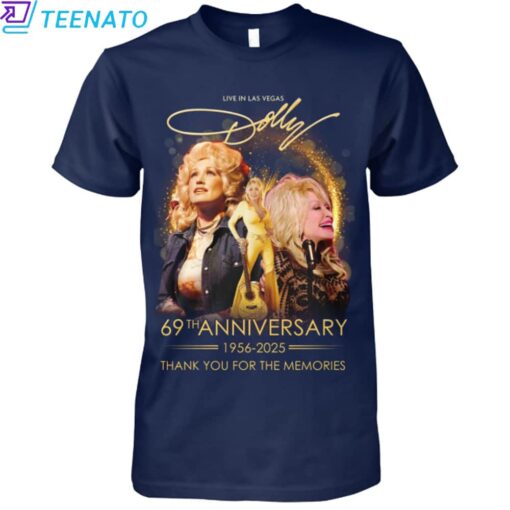 Live in Las Vegas Dolly Parton 69th anniversary 1956 2025 thank you for the memories shirt - Image 5