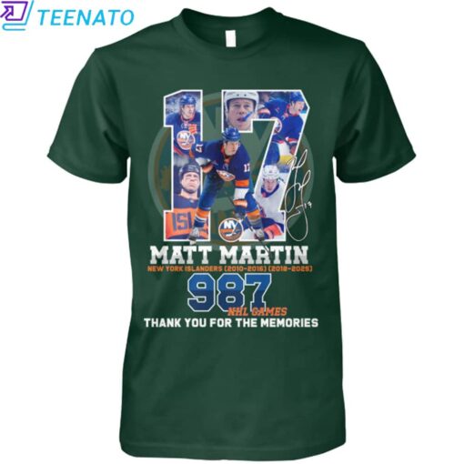 Matt Martin Islanders 987 NHL Games Shirt - Image 3