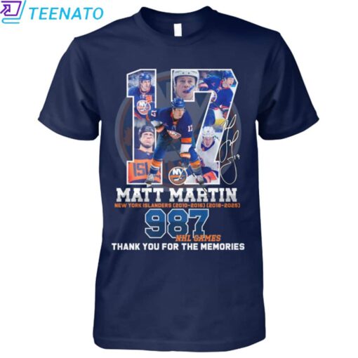 Matt Martin Islanders 987 NHL Games Shirt - Image 4