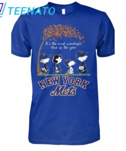 New York Mets Snoopy it's the most wonderful time of the year shirt