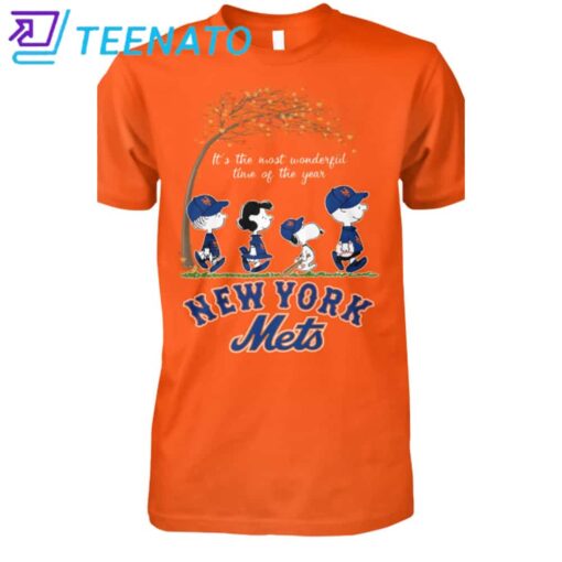 New York Mets Snoopy it's the most wonderful time of the year shirt - Image 2