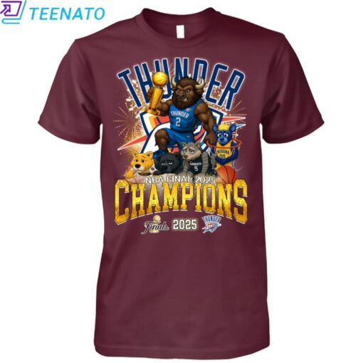 OKC Oklahoma City Thunder NBA CHAMPIONS 2025 Animals T-Shirt - Image 4