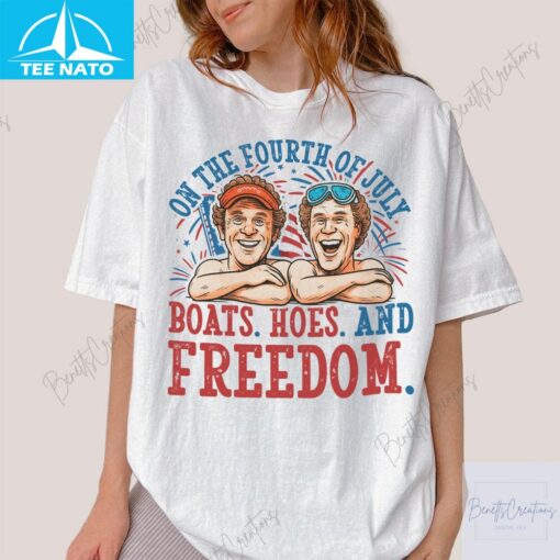 On the Fourth of July Boats Hoes and Freedom Shirt - Image 3