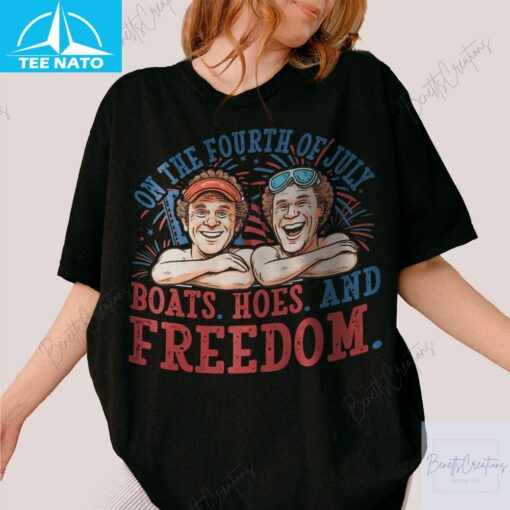 On the Fourth of July Boats Hoes and Freedom Shirt - Image 4