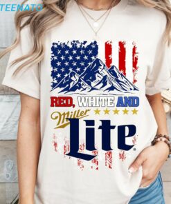 Red White And Miller Lite Beer Shirt