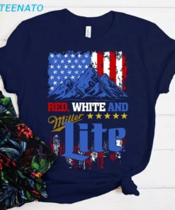 Red White And Miller Lite Beer Shirt4