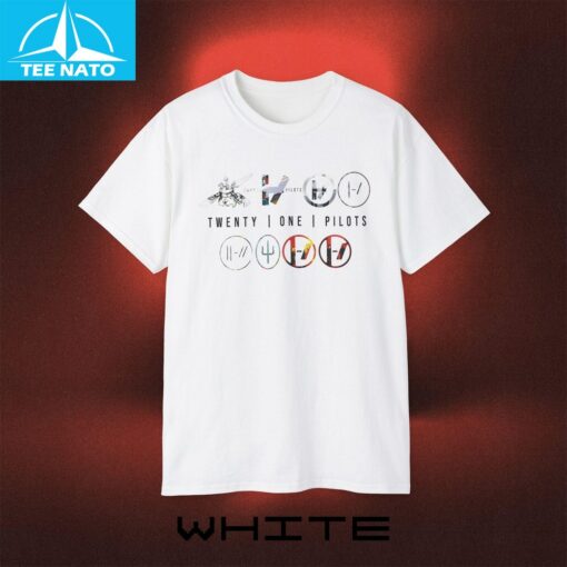 Twenty One Pilots All Eras Album Covers & Logos Collage Shirt - Image 3