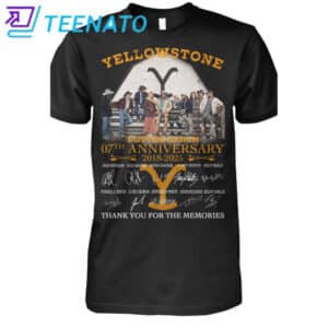 Yellowstone Dutton Ranch 07th Anniversary 2018 2025 Thank You For The Memories Signatures T Shirt
