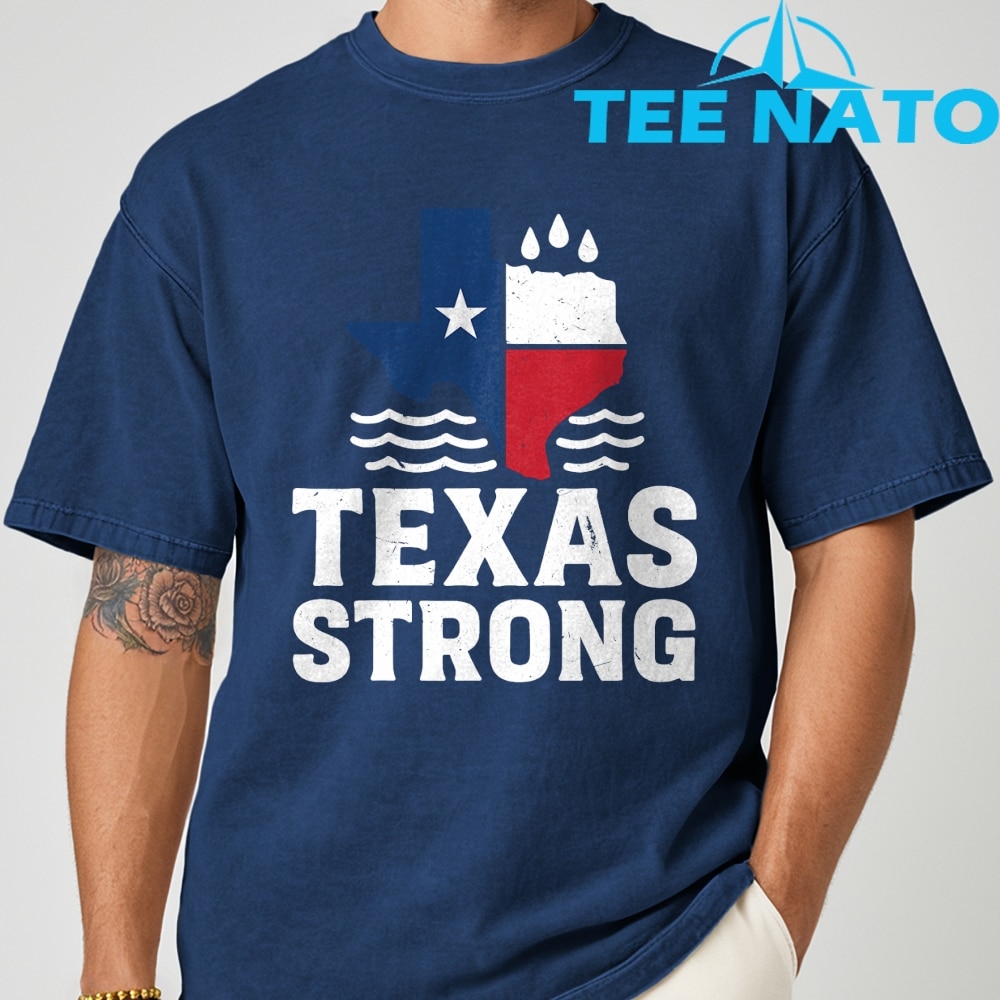 Image focusing on the design of the 2025 Texas Floods Strong T-Shirt.