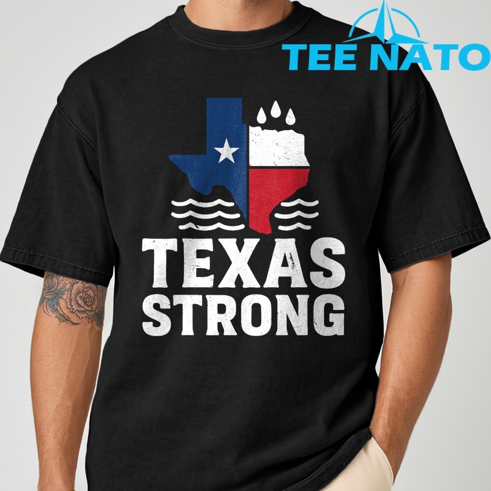 A model wearing the Texas Floods Strong T-Shirt.