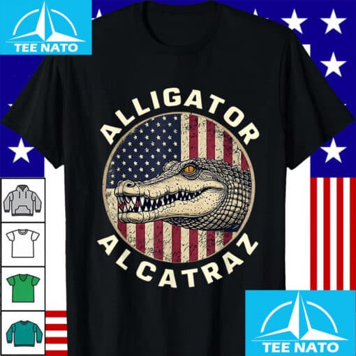 Alligator Alcatraz American Flag Circle Shirt