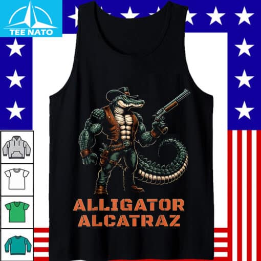Alligator Alcatraz Cowboy Alligator with Shotgun Shirt - Image 5