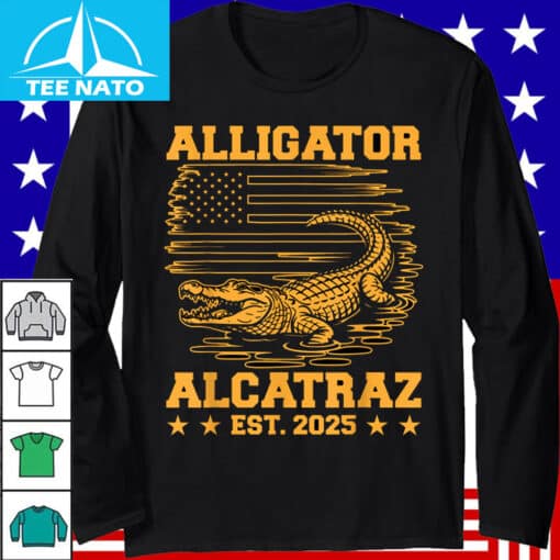Alligator Alcatraz Est. 2025 American Flag Shirt - Image 3