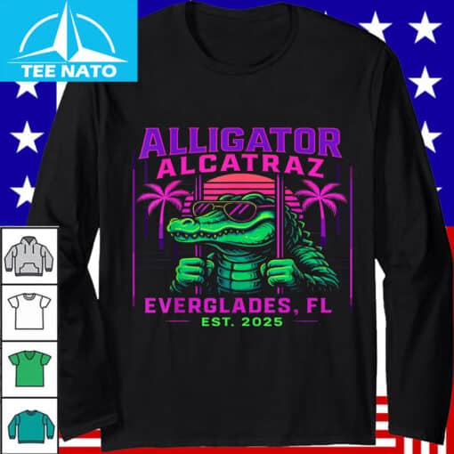 Alligator Alcatraz Everglades FL Retro Neon Shirt - Image 4