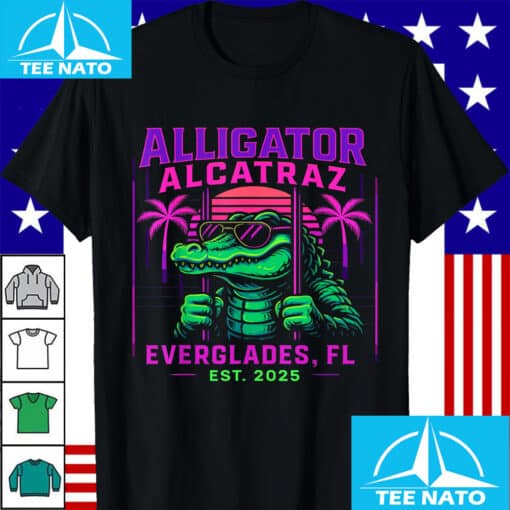 Alligator Alcatraz Everglades FL Retro Neon Shirt - Image 3