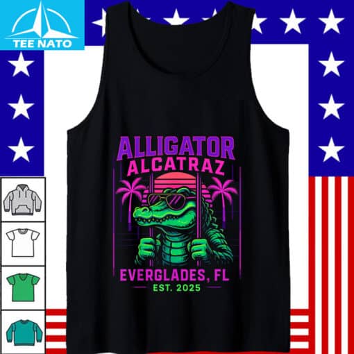 Alligator Alcatraz Everglades FL Retro Neon Shirt - Image 2