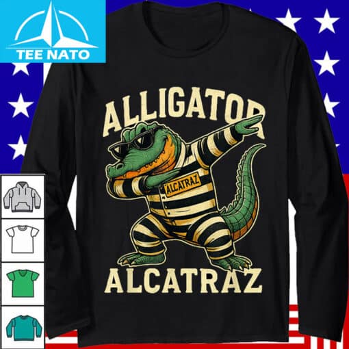 Alligator Alcatraz Funny Retro Dabbing Alligator T-Shirt - Image 3