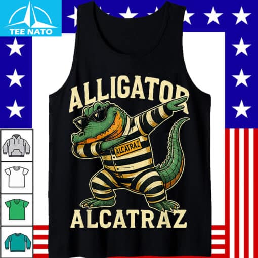 Alligator Alcatraz Funny Retro Dabbing Alligator T-Shirt - Image 5