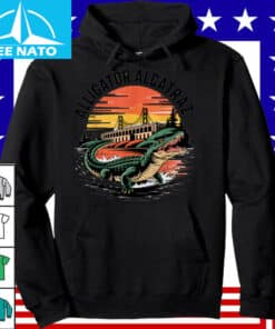 Alligator Alcatraz Golden Gate Bridge Sunset Shirt3