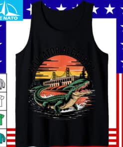 Alligator Alcatraz Golden Gate Bridge Sunset Shirt4