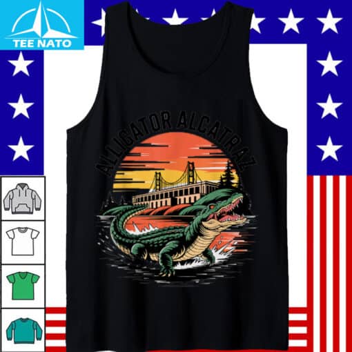 Alligator Alcatraz Golden Gate Bridge Sunset Shirt - Image 5