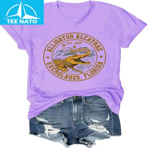 Alligator Alcatraz Only One Way Across This Border T-Shirt - Image 4