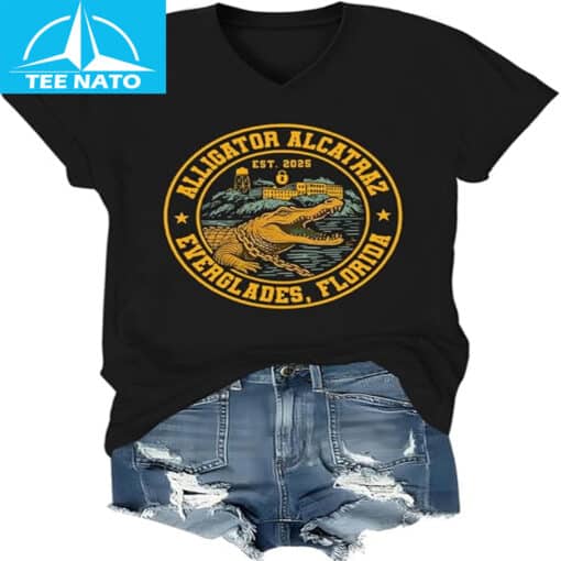 Alligator Alcatraz Only One Way Across This Border T-Shirt - Image 3