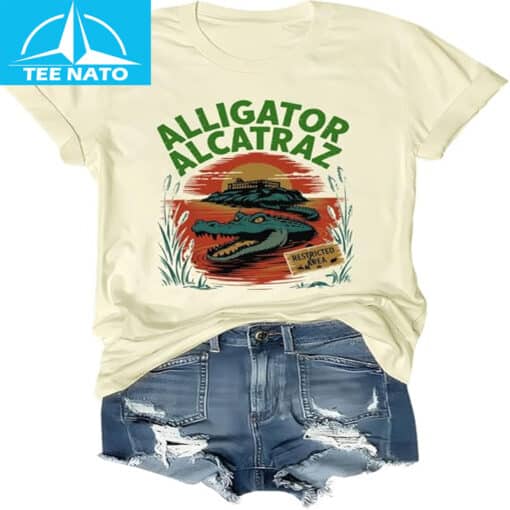 Alligator Alcatraz Only One Way Across This Border T-Shirt - Image 2