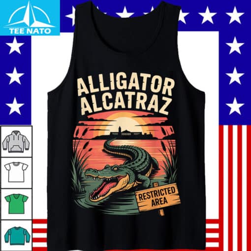 Alligator Alcatraz Restricted Area Sunset Landscape Shirt - Image 5