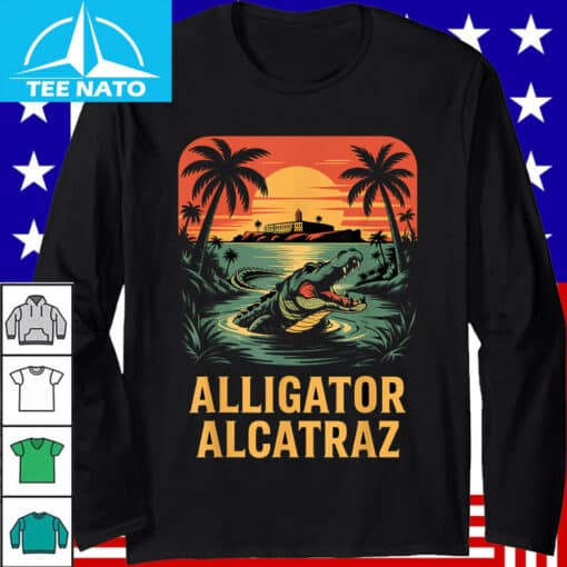 Alligator Alcatraz Sunset Palm Trees Shirt - Image 3