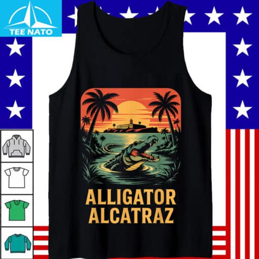 Alligator Alcatraz Sunset Palm Trees Shirt - Image 5