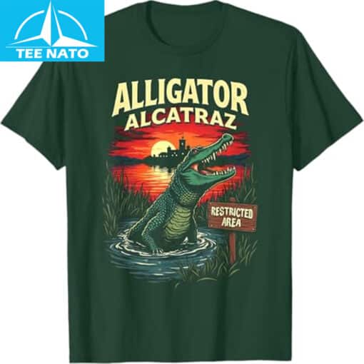 Model showcasing the Alligator Alcatraz Nature Shirt