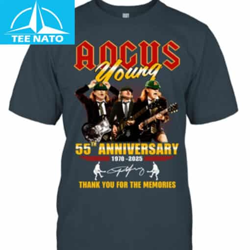Angus Young 55th Anniversary 1970-2025 Thank You For The Memories Shirt - Image 4