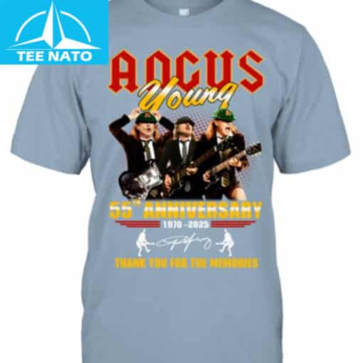 Angus Young 55th Anniversary 1970-2025 Thank You For The Memories Shirt - Image 3