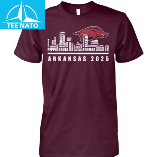 Arkansas Razorbacks 2025 Team Roster Shirt