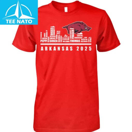 Arkansas Razorbacks 2025 Team Roster Shirt - Image 3