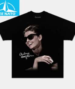 Audrey Hepburn Classic Actress Portrait Black Shirt2