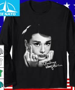 Audrey Hepburn Iconic Pose Black and White Graphic Shirt2