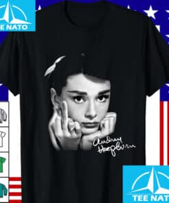Audrey Hepburn Iconic Pose Black and White Graphic Shirt3