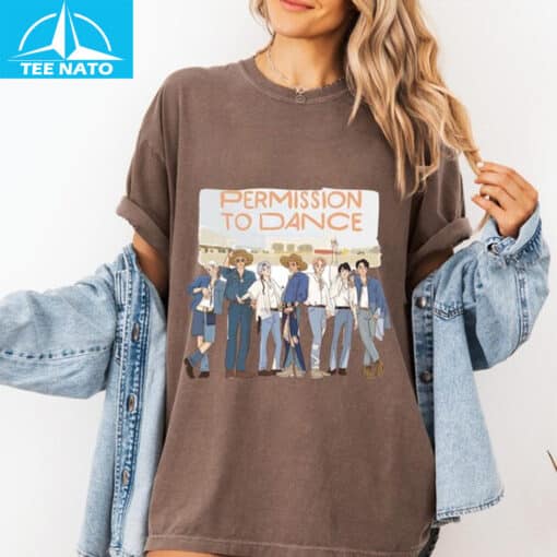 BTS Cowboy Outfit Permission to Dance Cartoon Shirt - Image 6