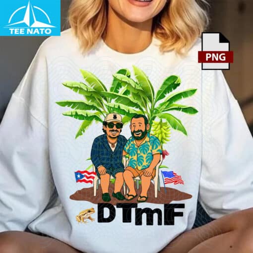 Bad Bunny DTmF Tropical Banana Tree Cartoon Duo Shirt - Image 4
