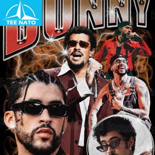 Bad Bunny Vintage Style Rapper Collage Shirt - Image 2