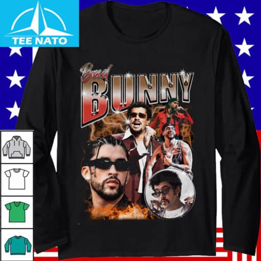 Bad Bunny Vintage Style Rapper Collage Shirt - Image 4