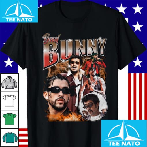 Bad Bunny Vintage Style Rapper Collage Shirt - Image 3